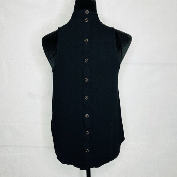 Anthropologie Maeve Womens Top Sz 2 Sleeveless Button-Up Back V-Neck Black - Picture 7 of 9